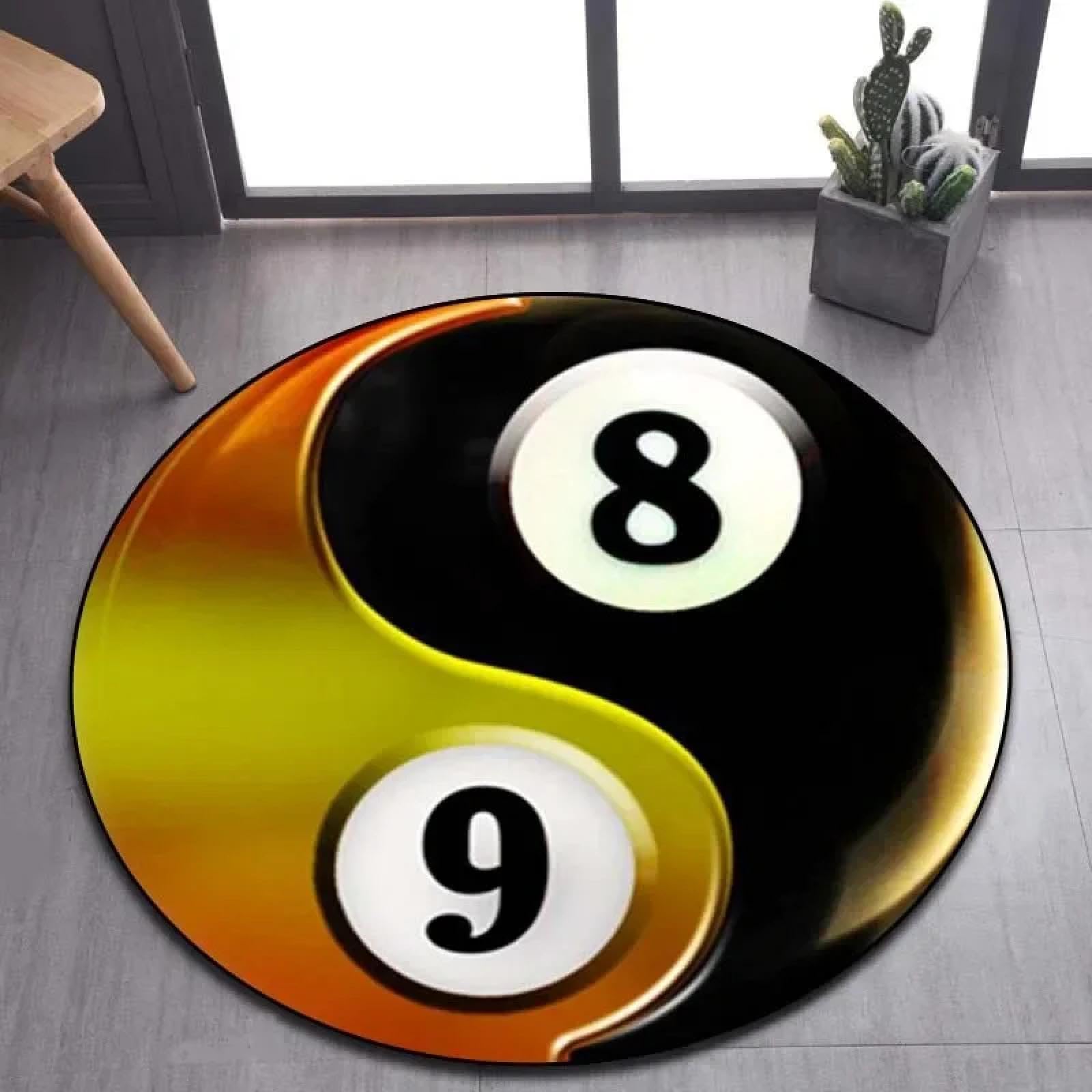 Tapis de billard 3D Yin Yang imprimé rond pour salon moderne