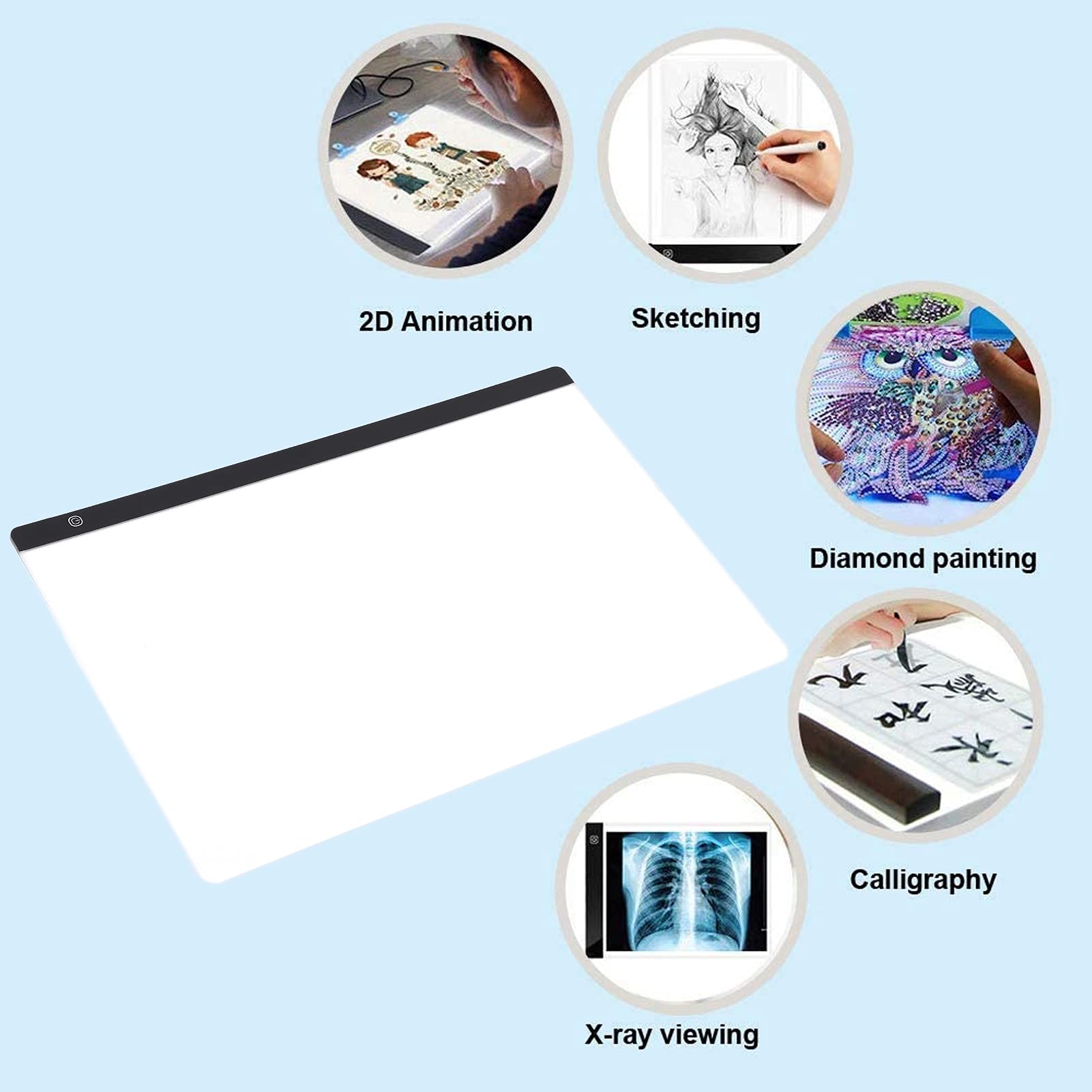 Light Drawing Pad, 3 Level Brightness Adjustment LED Drawing Board, Eye Art Tracing Pad for Artist Use