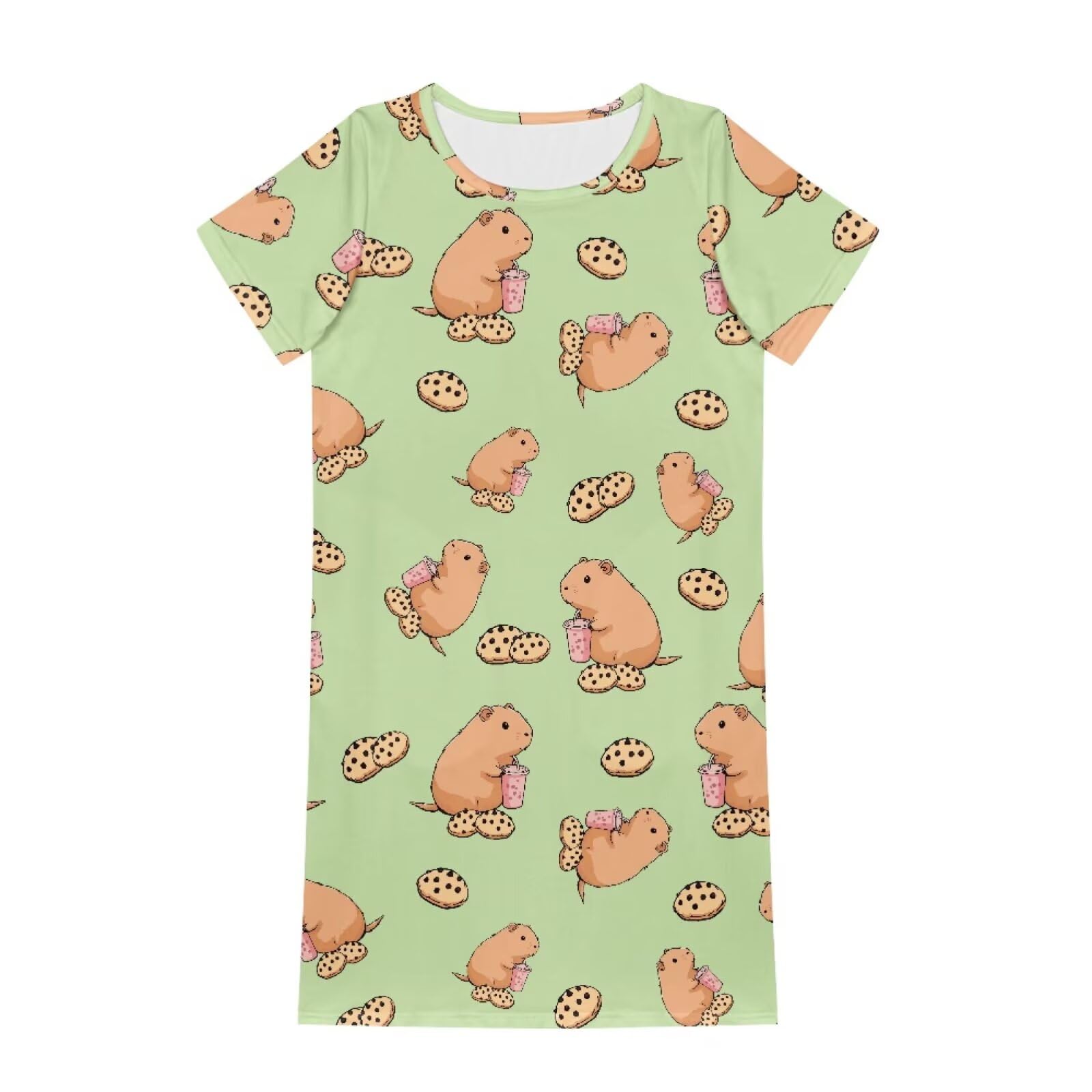 Camicia da notte estiva a maniche corte per ragazze, camicia da notte carina per bambini 5-14 anni