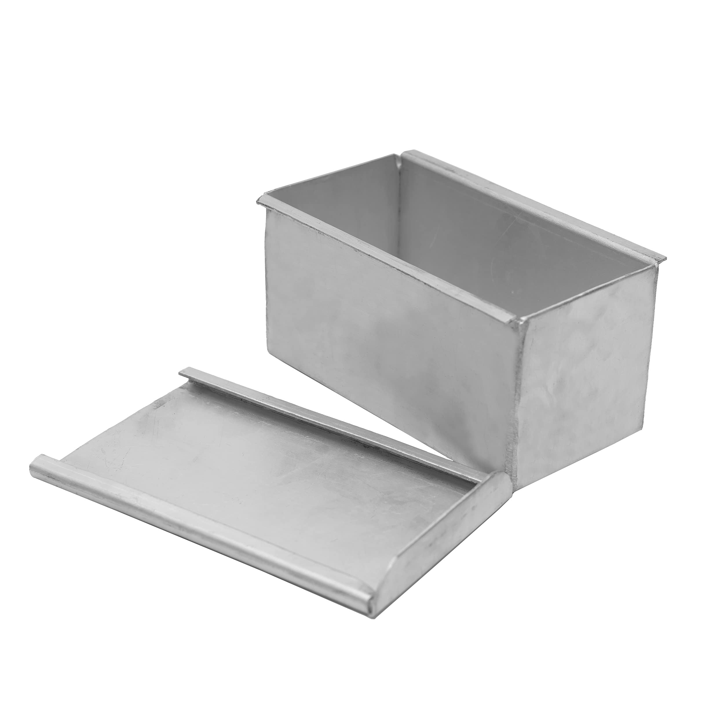 Esslly Aluminium Bread Mould with Lid Cover| Heavy Duty, Non-Anodised, Handcrafted | Size 6x3x3x inches