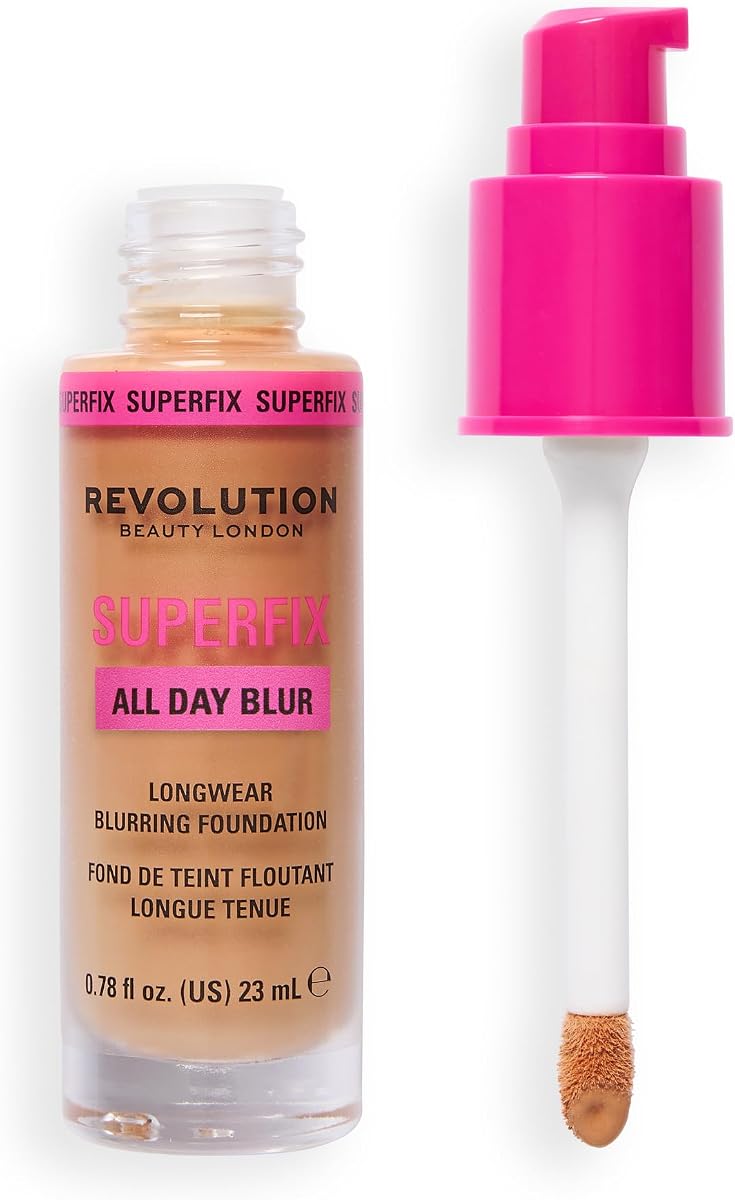 Revolution Superfix Blur Longwear Foundation, Medium-to-Full Coverage Matte Finish with Hyaluronic Acid, Vegan & Cruelty-Free, F7NC Fair or Light Skin Tones, 0.78 fl oz