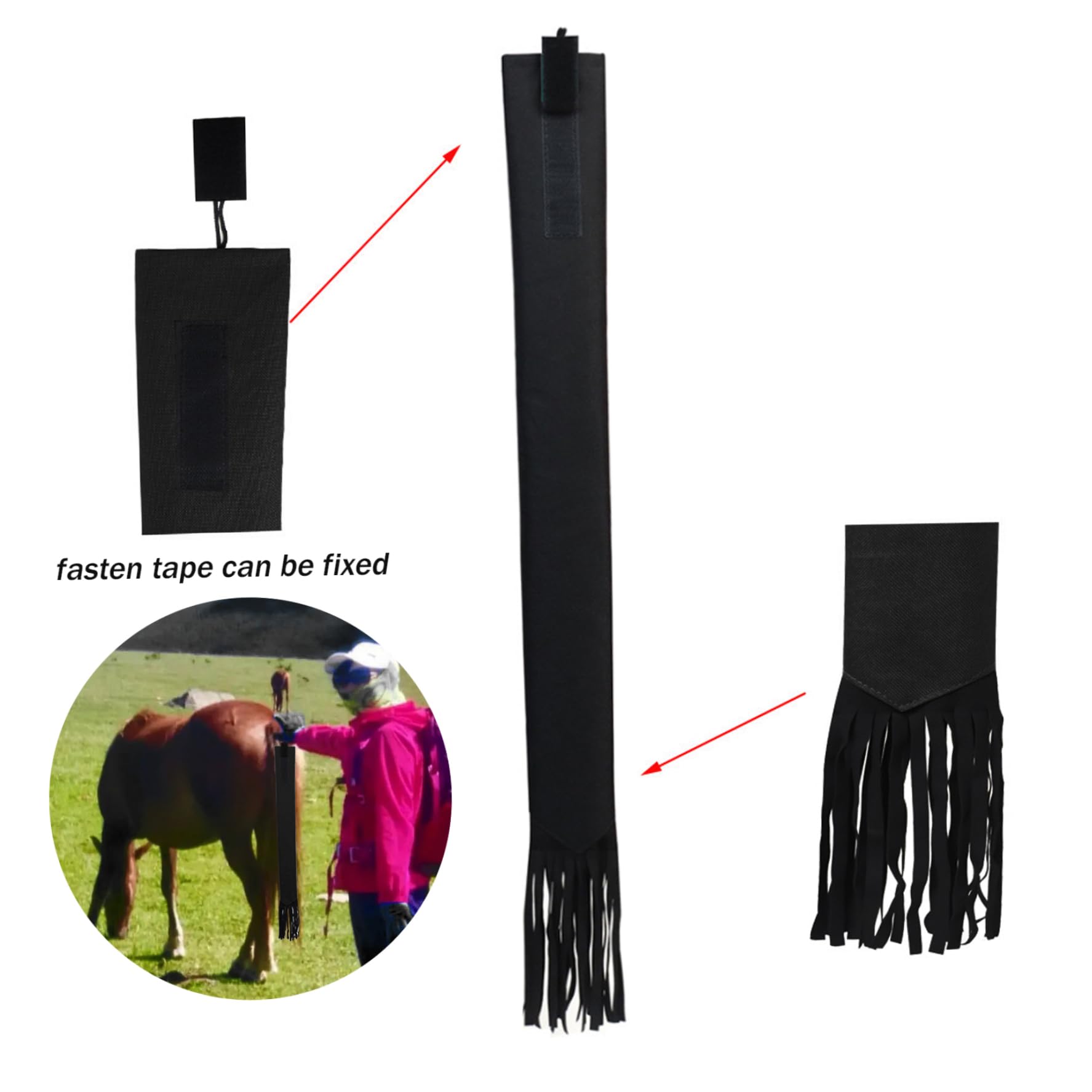 Sac de Queue de Cheval Anti-poussière 22x3 Pouces avec Franges, Rouge