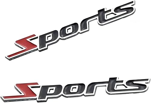 Miniatura 1 de 2 emblemas deportivos 3D de metal para carrocería lateral de automóvil, aptos para automóviles universales, camiones, SUV (negrorojo)