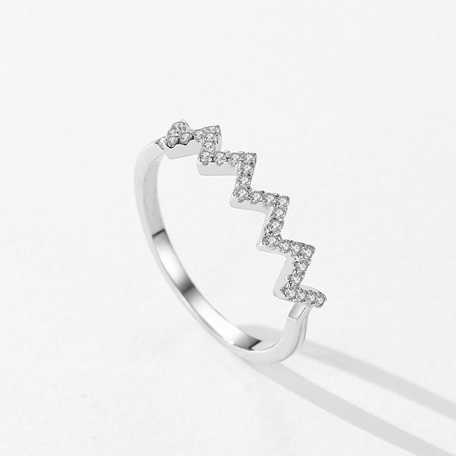 Coppia di fedi nuziali in oro bianco Au 375/585/750, classiche onde con moissanite, anello solitario in oro bianco 9 K/14 K/18 K, misure 47-65