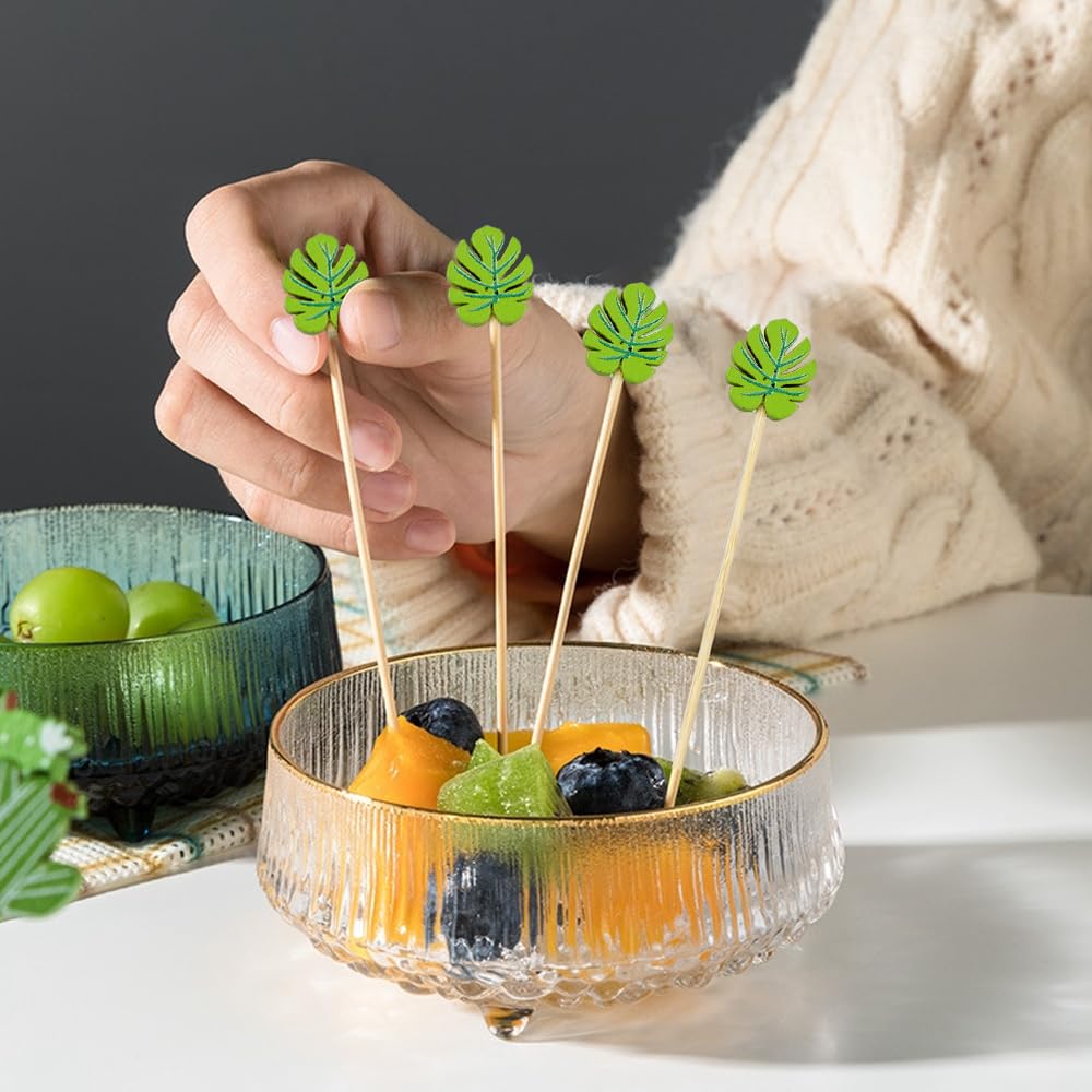 100 Piezas Palos de Cóctel,Palillos para Aperitivos 12cm Pinchos Comida de Dedo Palillos de Cóctel Brochetas de Bambú para Adecuado para Bar, Fiestas y Cumpleaños, Fiesta de Fruta