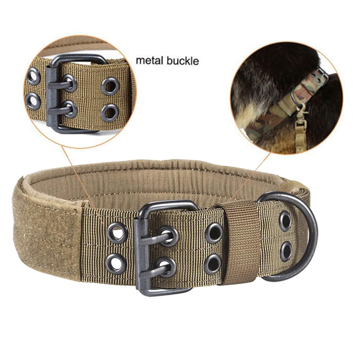 Mipcase 3 Pezzi Collare Per Cani in Nylon Con Fibbia in Metallo Dal Design Circolare Per Taglie Facili Da Attaccare Con Targhetta Identificativa Marrone
