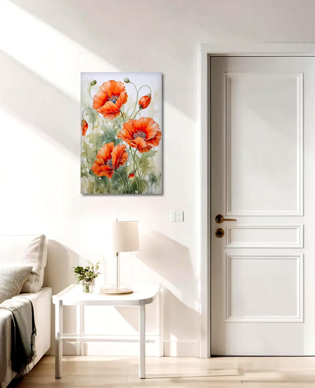 KPLUNDO Poppy Wall Art Canvas Print Wall Decor Orange Flower Picture Floral Vintage Painting Artwork Modern Home Decor for Living Room Bedroom Bathroom Office,16.00x24.00 inch