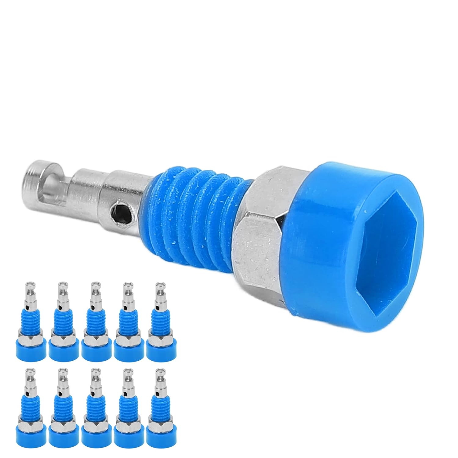 Banana Socket, 10pcs Mini Binding Post 2mm Banana Female Jack Socket Electronic Instrument Connector Adapter Panel Green, Circuit Testers (Blue)