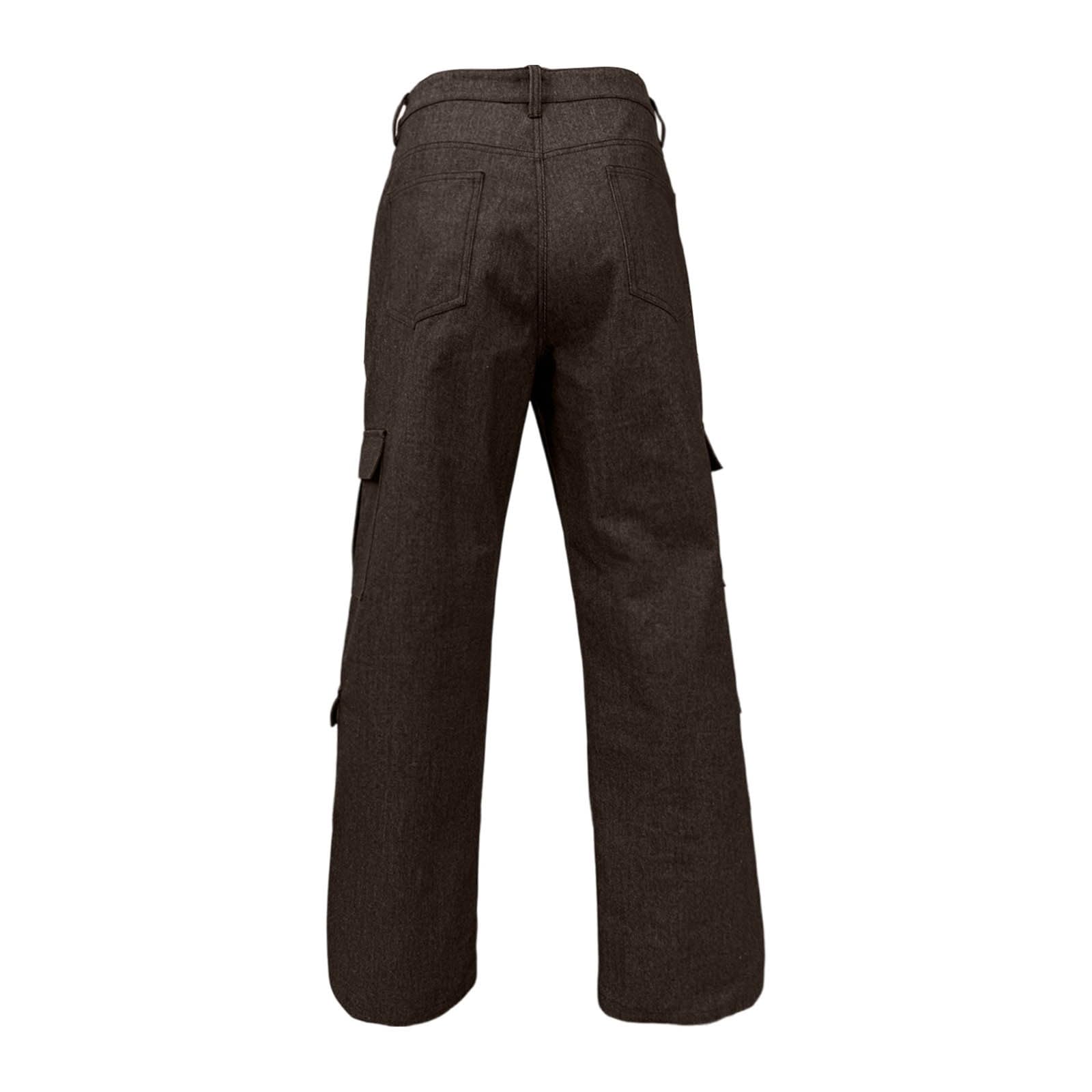 WWricotta Pantalones Casuales Mezclilla Color Liso Bolsillos, Pierna Recta, cómodos día a día, Mujer, Cintura Alta