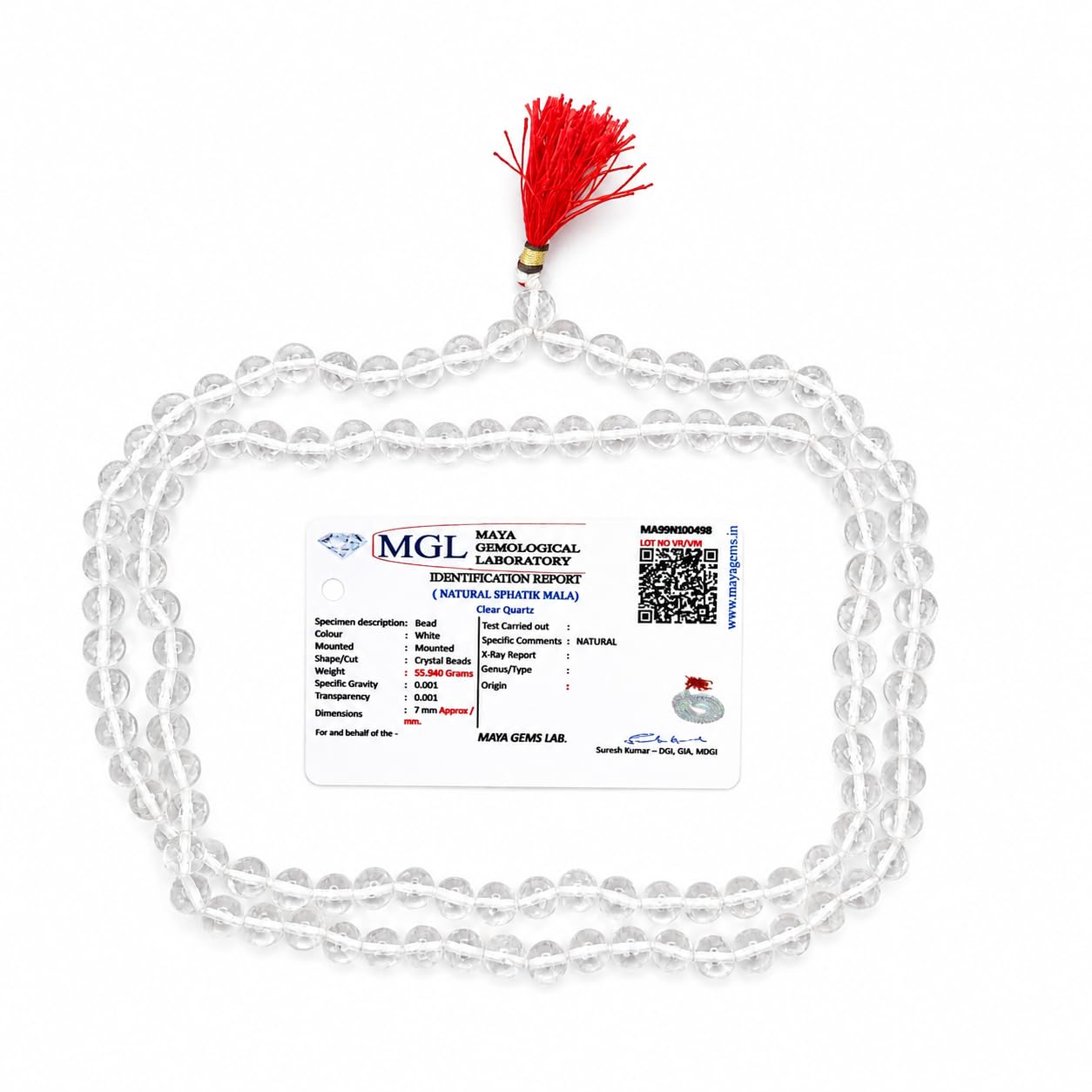 Mala Original Sphatik Certified Diamond Cut 08 Beads Quartz White 7 mm | Spadigam Malai, 108 Beads, 8mm Bead Size, Quartz Material, 1 Piece, diamond cut, certifiedd-image-25