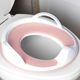 Jool Baby Potty Training Seat for Boys and Girls With Handles, Fits Round & Oval Toilets, Non-Slip with Splash Guard, Includes Free Storage Hook (Pink)