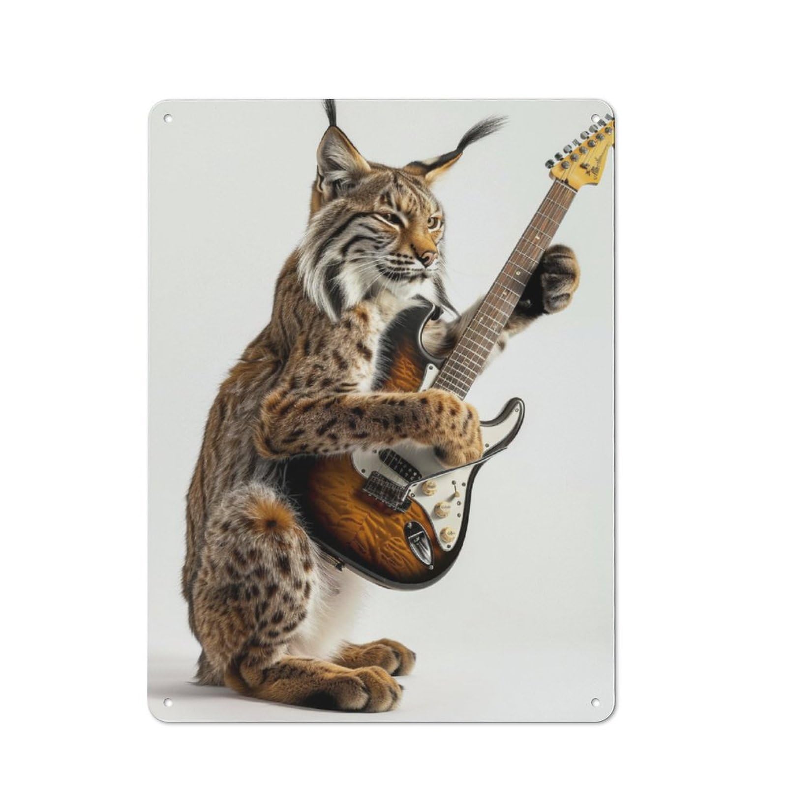 Junmoney Lynx Guitar Rustic Tin Sign 40X30cm For Living Room Or Hallway, Suited To Living Room Decor Lovers