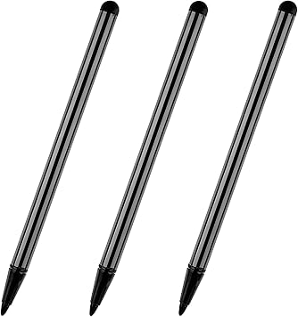 Pack of 3 2 in 1 Universal Capacitive Tablet Touchscreen Pen Tablet Pen for All Tablets Compatible with All Capacitive Touchscreen Devices Mobile Phone Black