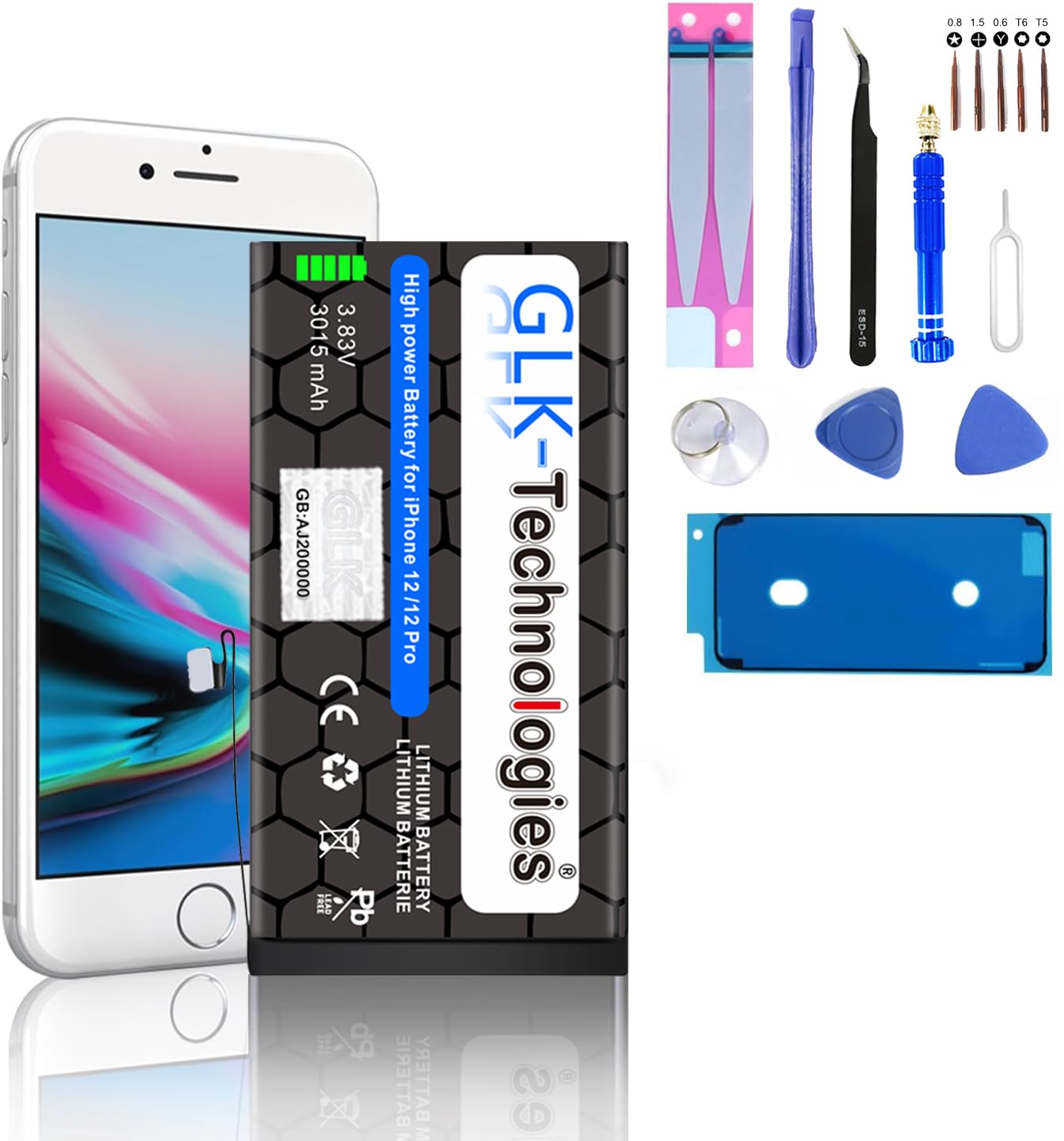 Batterie compatible avec iPhone 12/12 PRO 2815 MAH haute capacité avec kit de dé