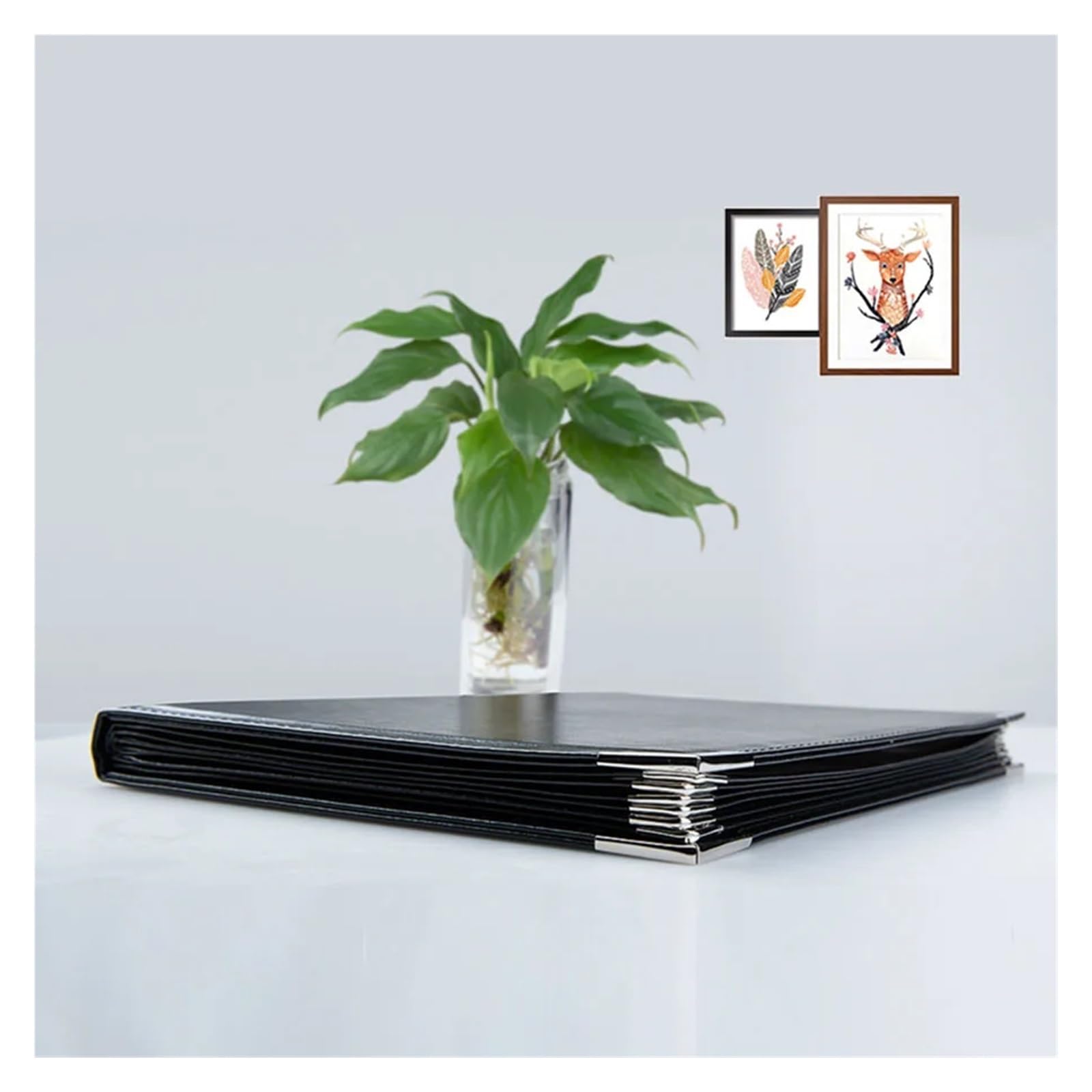 Portada de menú de restaurante For inserciones de 148x210 mm Libro menú A5 Lista clips recetas Cuero PU(6 plastic slots)
