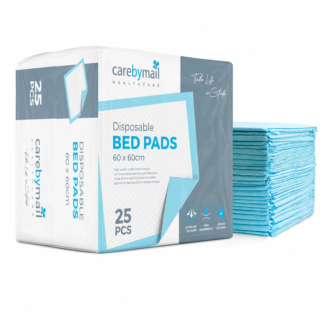 100 x Disposable Incontinence Bed Pads - 60x60cm Absorbent Underpads, Bed Mats, Mattress Protectors, Incontinence Pads Women and Men - Bed Wetting Mats - Disposable Changing Mats Baby (100 Pack)