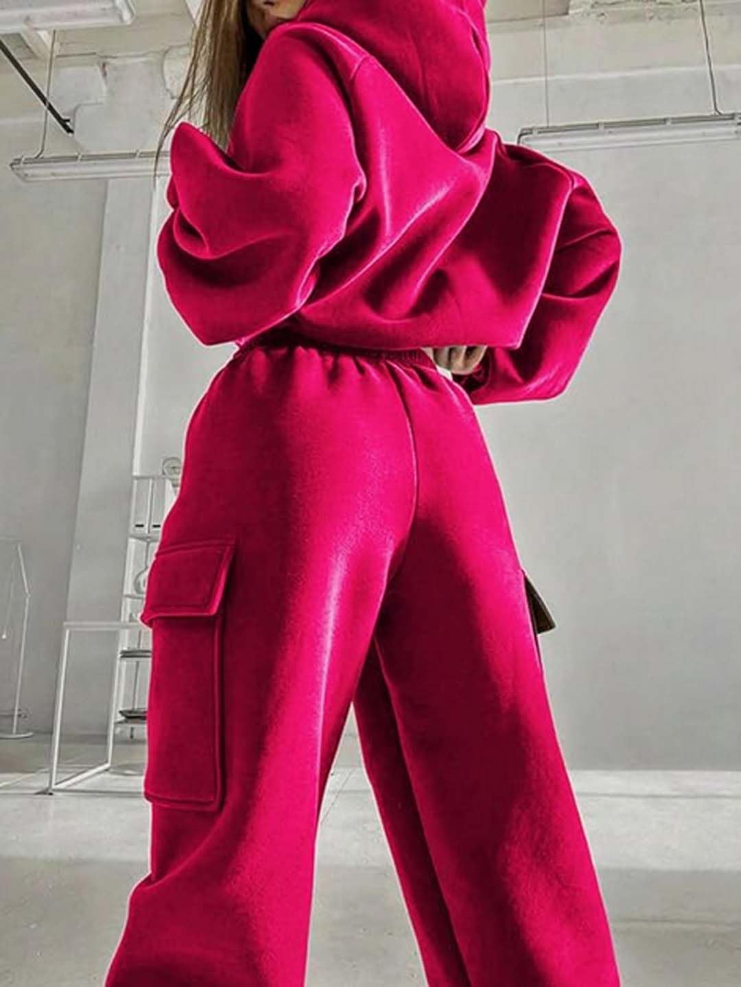 KOTTY Co-Ords damska gładka bluza bluzy dresowe spodnie dresowe (różowy, XL)_KTTWINTERSET135XL