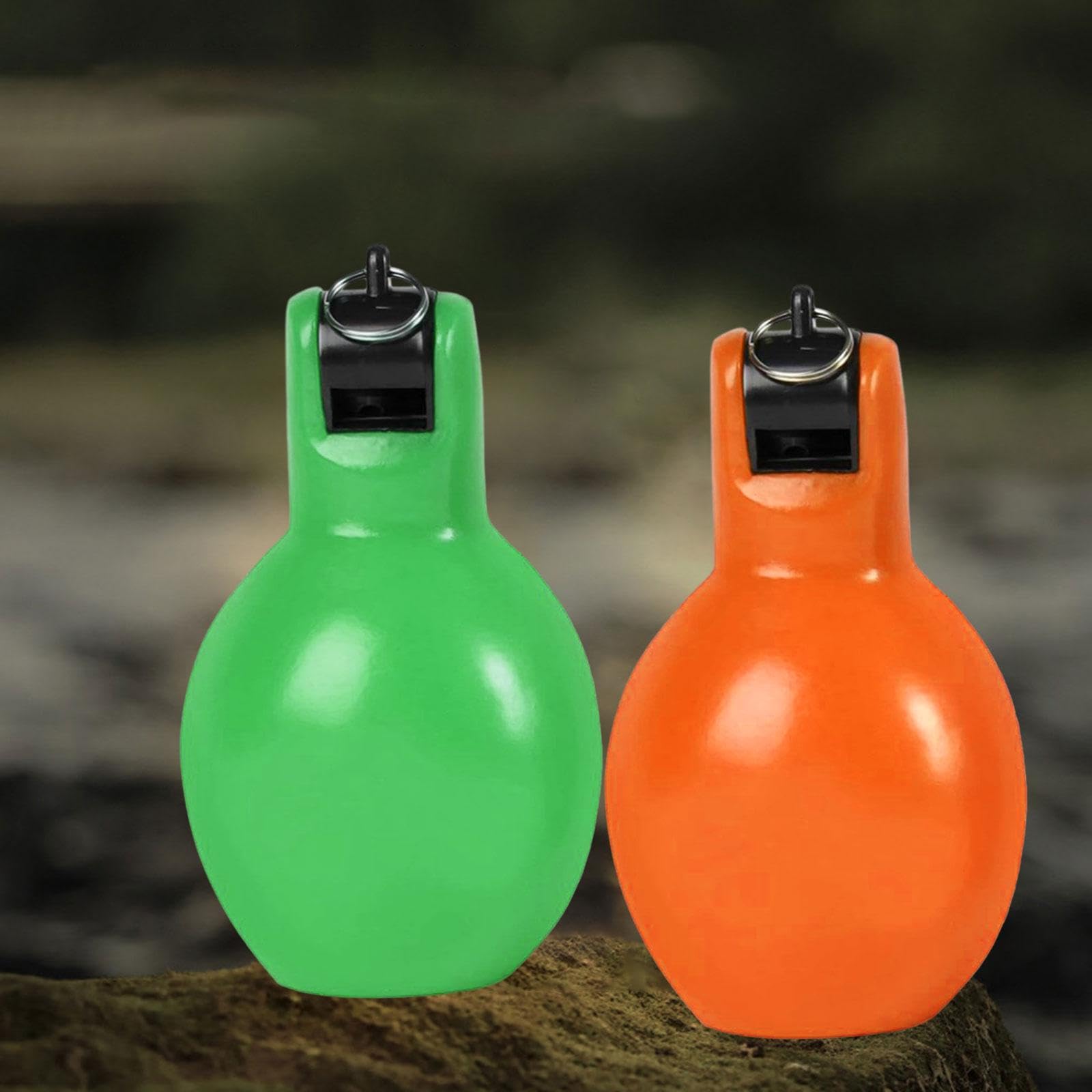 Yiju Pair of Handheld Whistles for Coaches and Trainers in Various Sports, Green and Orange