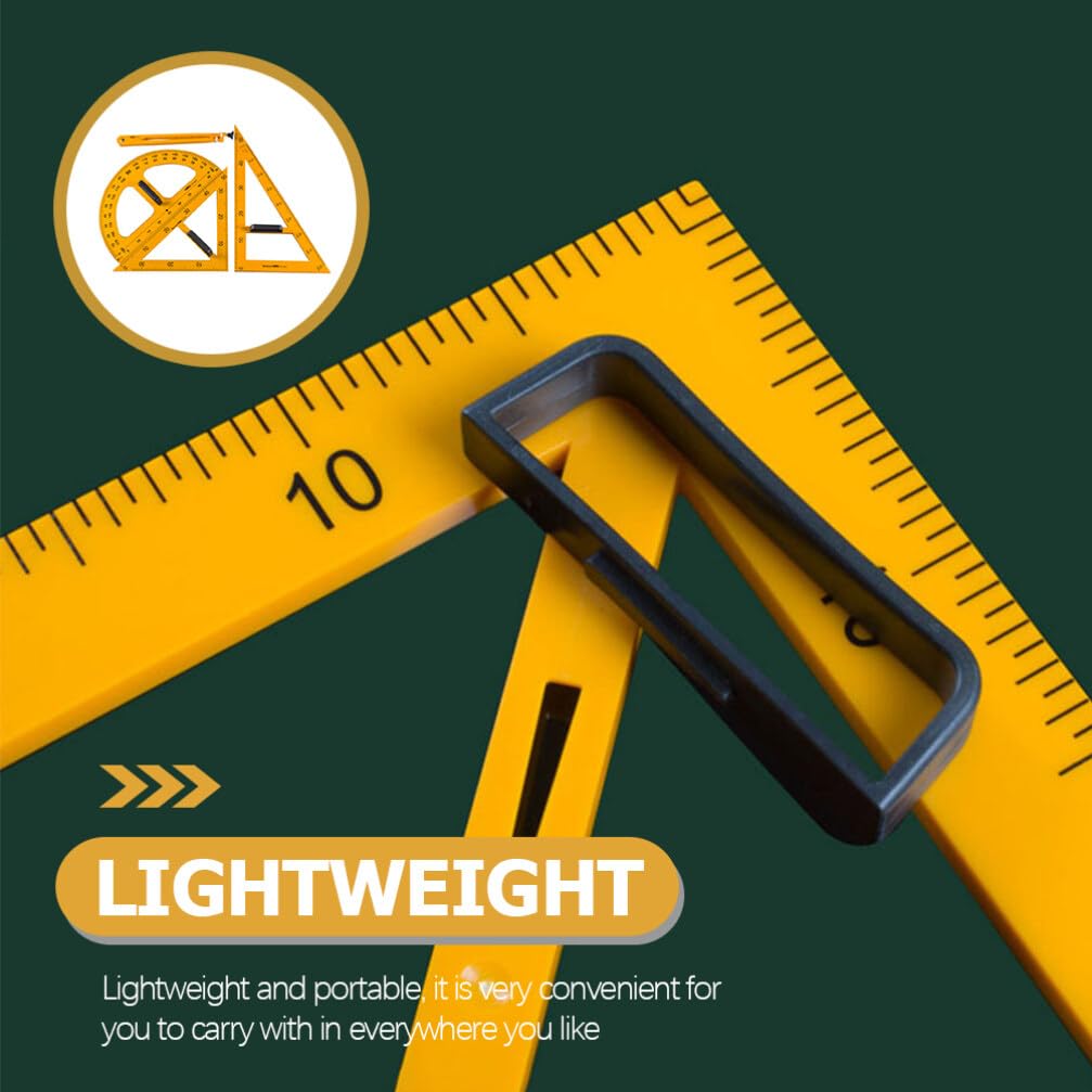 Set di Righello da Disegno Goniometro e Compasso 4 Pezzi | Plastica Arancione, Lettura Chiara e Numeri Ben Visibili, per Misurazione e Architettura