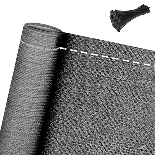 AufuN Zaunblende Schattiernetz Anthrazit 100 cm Tennisblende Sichtschutz aus HDPE 150 g/m², Zaun Windschutz Sonnenschutz Gewebe mit Kabelbinder für...