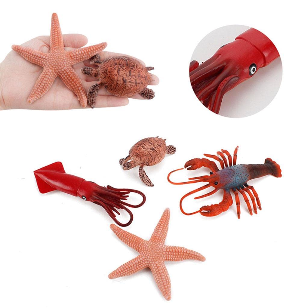 Colcolo de Animales Realistas Juguetes de Aprendizaje Adornos de año Artesanías de Juguetes Cognitivos Marinas Modelos de An, 2 Piezas Verde + 4 Piezas Rojo