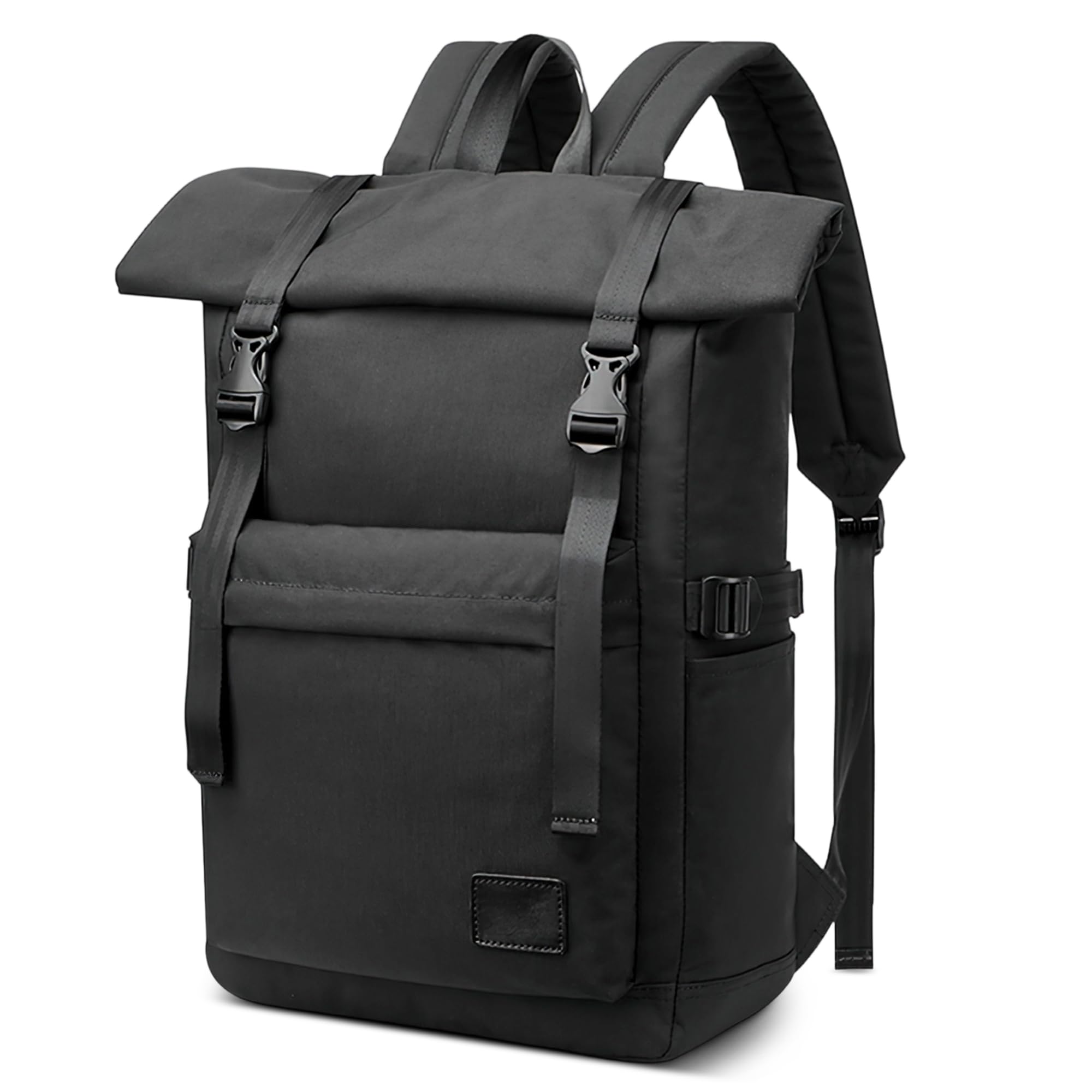 Zaino Elegante Grande per Uomo - 15.6 Pollici Computer Portatile con Cinghia Posteriore - Impermeabile per Ufficio, Viaggio, Campeggio, Lavoro, Escursionismo, Quotidiano - Nero