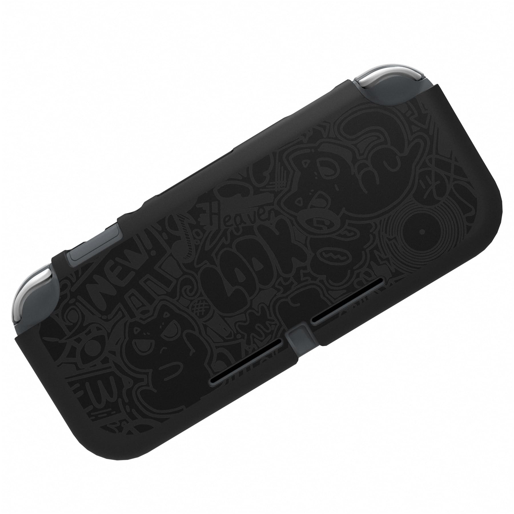 PlayVital Coque pour Switch Lite,Housse de Protection pour Nintendo Switch Lite Console,Étui Silicone TPU Souple Anti-Griffes et Anti-Chocs-VV & Noir