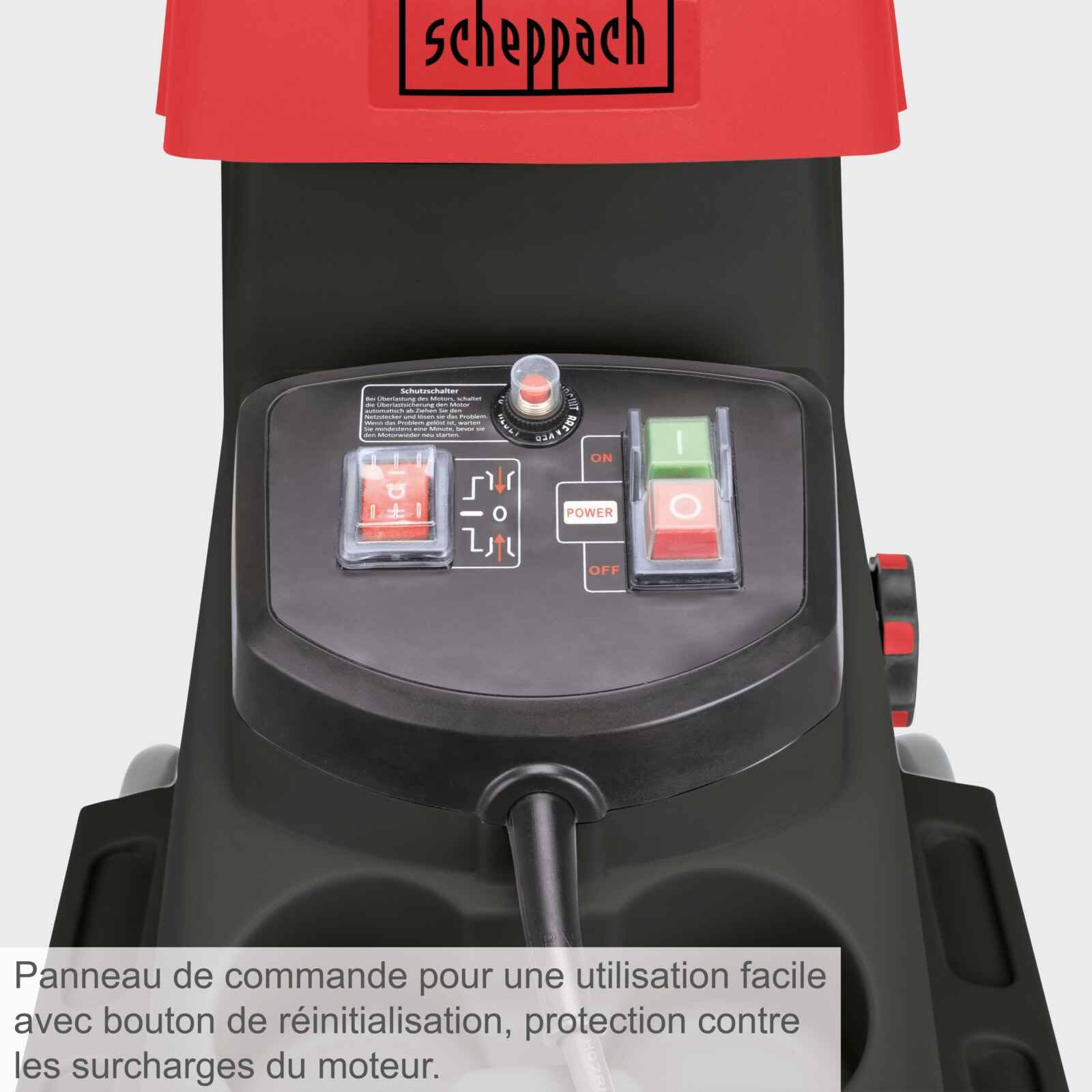 Scheppach Gs60 2800w 45mm Bac 60l Silencieux Scheppach Broyeur Jardin Électrique GS60 - 2800 W, Broyage Jusqu'à 45 Mm Broyeur Vegetaux Et Branches Thermique