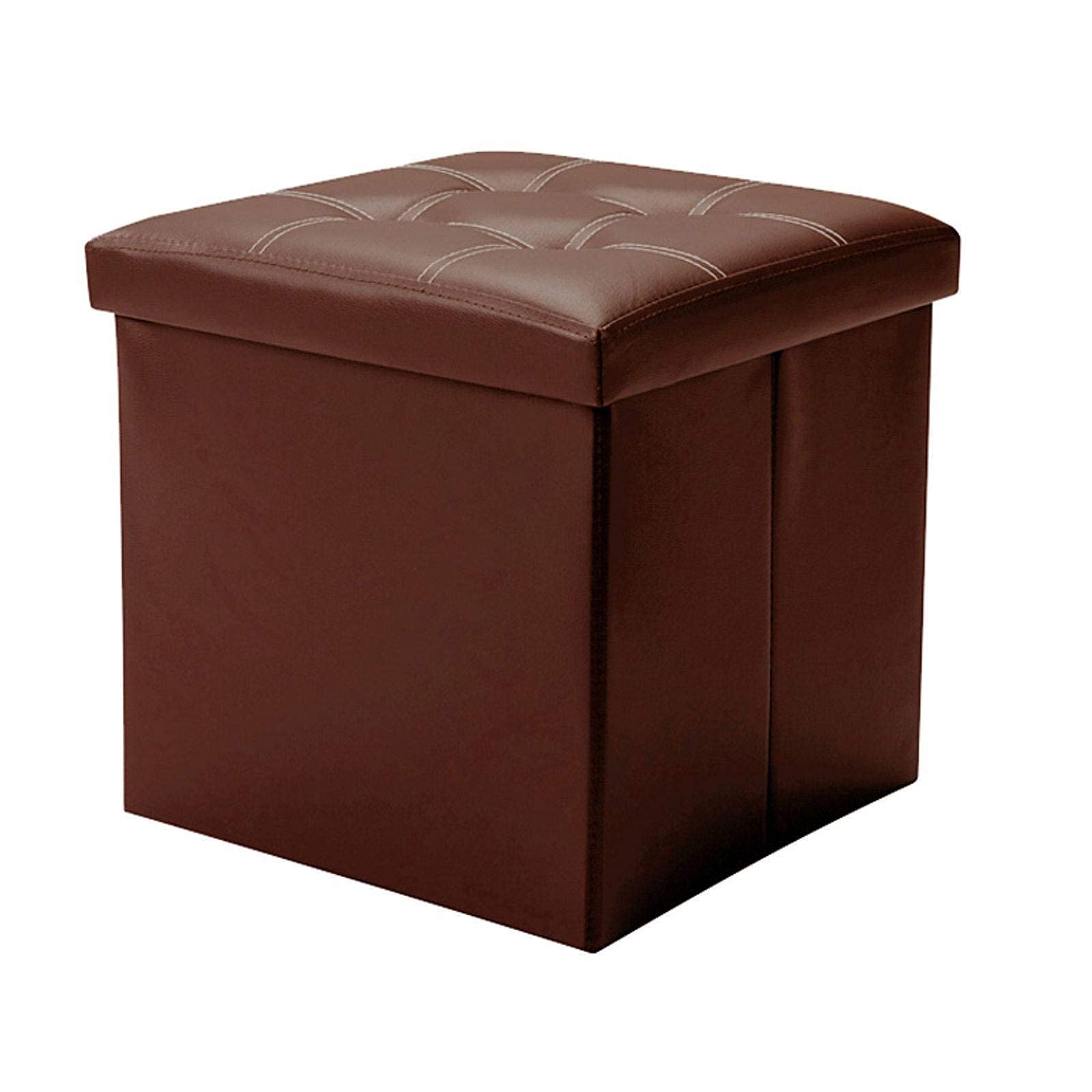 Banc à chaussures pouf pliant marron clair en cuir 38cm pour chambre et bureau