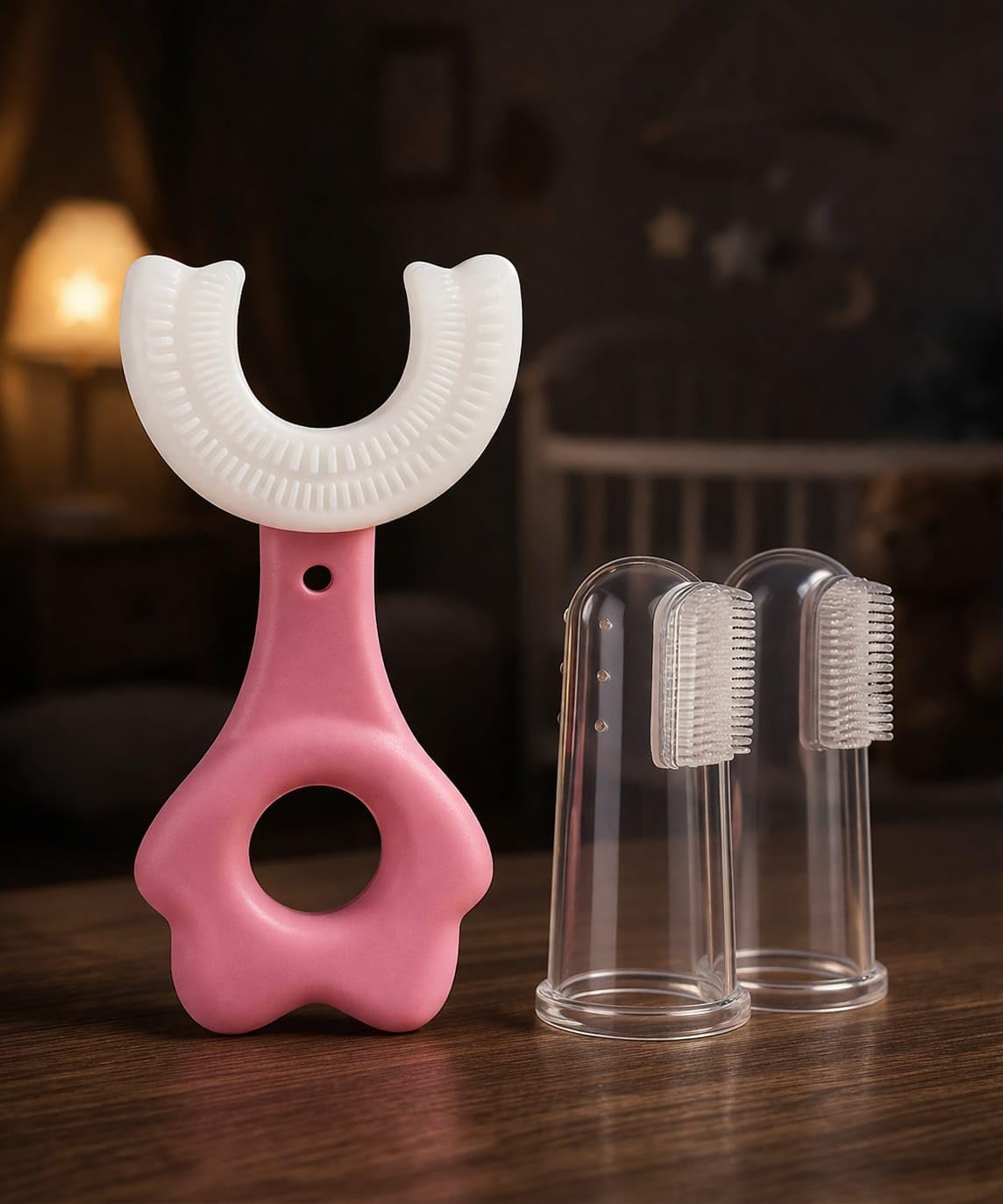 Baby U Shape Toothbrush for Kids with Finger Toothbrush Set, Soft Silicone Baby Training Toothbrush for Toddlers, Gum Cleaner & Teeth Cleaning Brush (Pink)-image-48