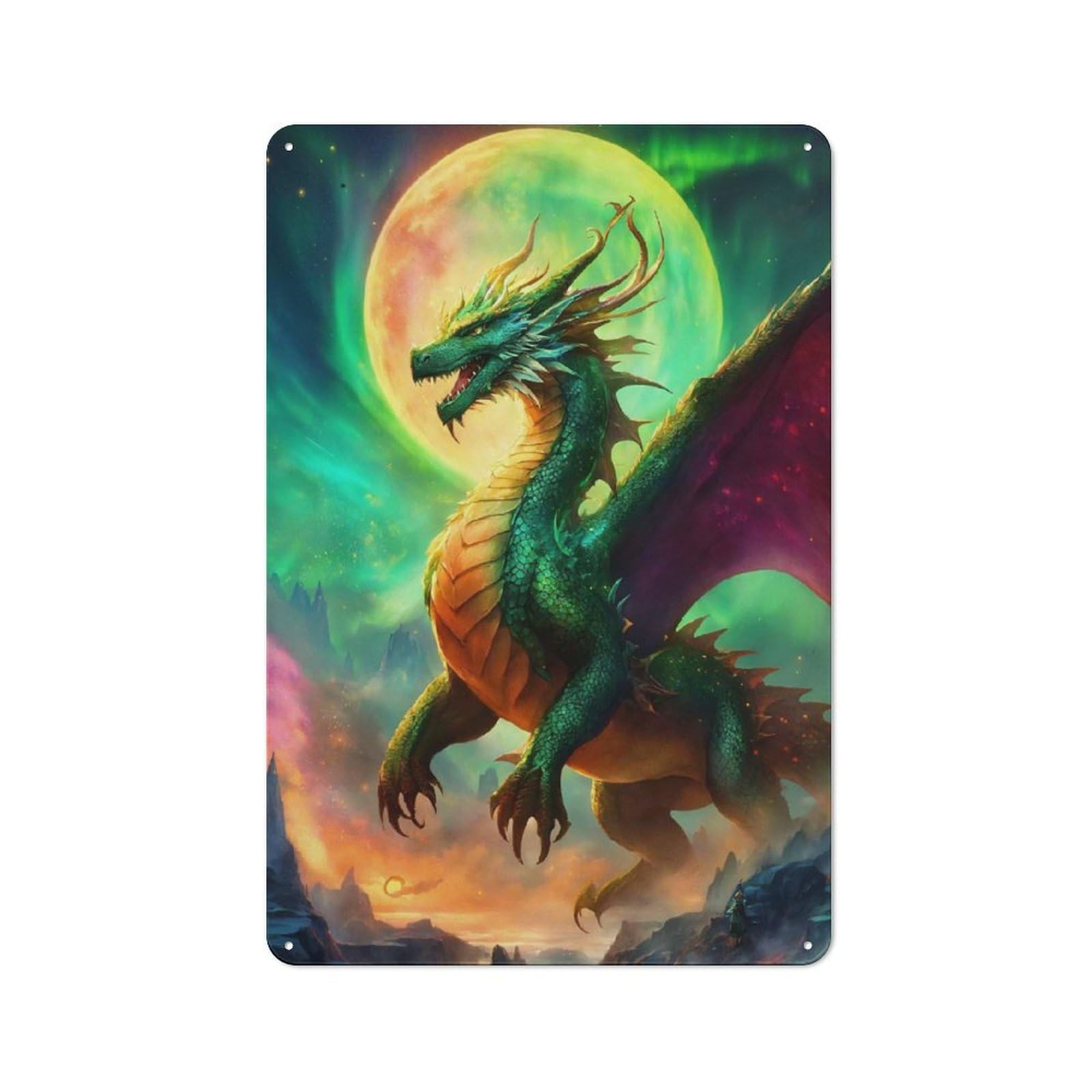 Junmoney Apocalyp Fantasy Dragon Tin Sign 30X20cm With For Workshop Wall, Vintage Decor, Gift For Workshop Decor Fans During The Christmas Season