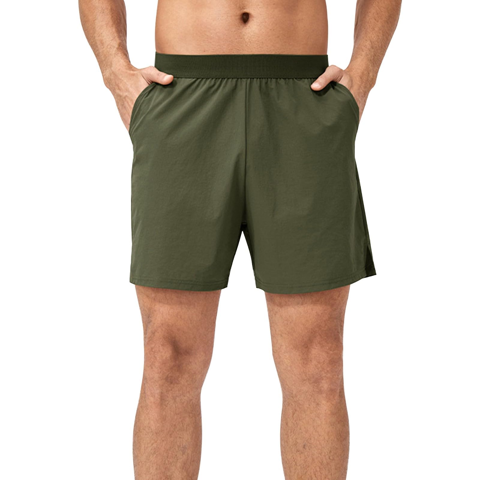 Pantaloncini corti da corsa da uomo, traspiranti, in vita elasticizzata
