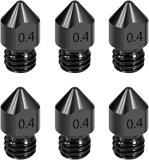 Zeelo Hardened Steel Tool High Temperature Pointed Wear Resistant MK8 Nozzles 0.4 mm/ 1.75 mm 3D Printer Compatible with Makerbot, Creality CR-10 All Metal Hotend, Ender 3/ Ender3 pro, Prusa i3 (6)