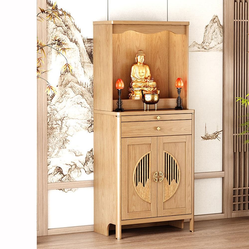 Tavola d'altare Cinese Vetrina Orientale in Legno | Consolle da altare rimovibile(Piccolo)