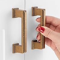 Vista 8 de Paquete de 10 tiradores para gabinete con agujero central de 3-3/4 pulgadas (96mm), tiradores de gabinete negro mate, manijas de cocina negras