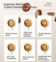 Vista 5 de Cafetera de espresso, capuchino y café con leche Máquina automática de café en cápsulas Espumador automático de leche Máquina de café espresso