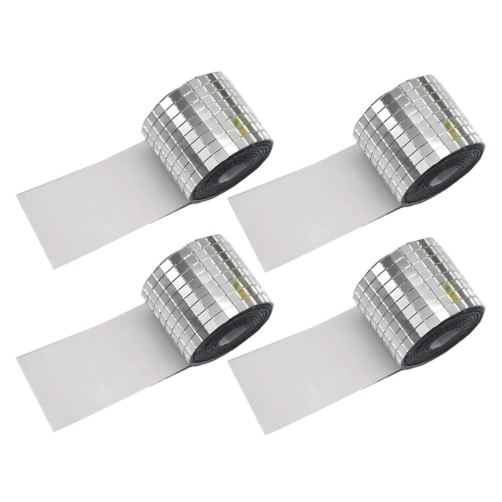 Jazuaiao Selfs Adhesive Mirrour Muzzik Tiles Disco Tiles, Silver Square Disco Ball Sticker for Diys and Party Decorations Ball Sticker