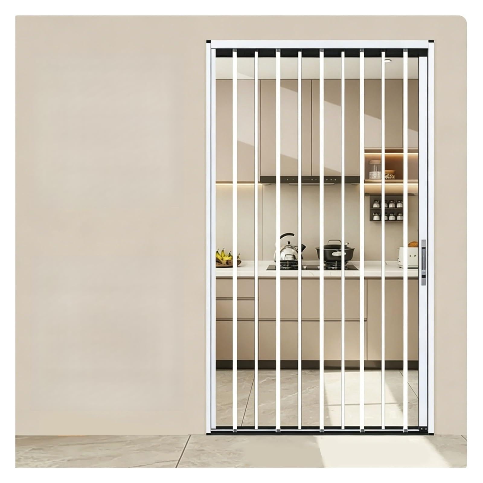 Tyzlup White Accordion Room Divider Door With Transparent Panel For Home, Folding Interior Privacy Doors For Kitchen Bathroom Closet, No-Drilling(,110X200cm(43X79in))