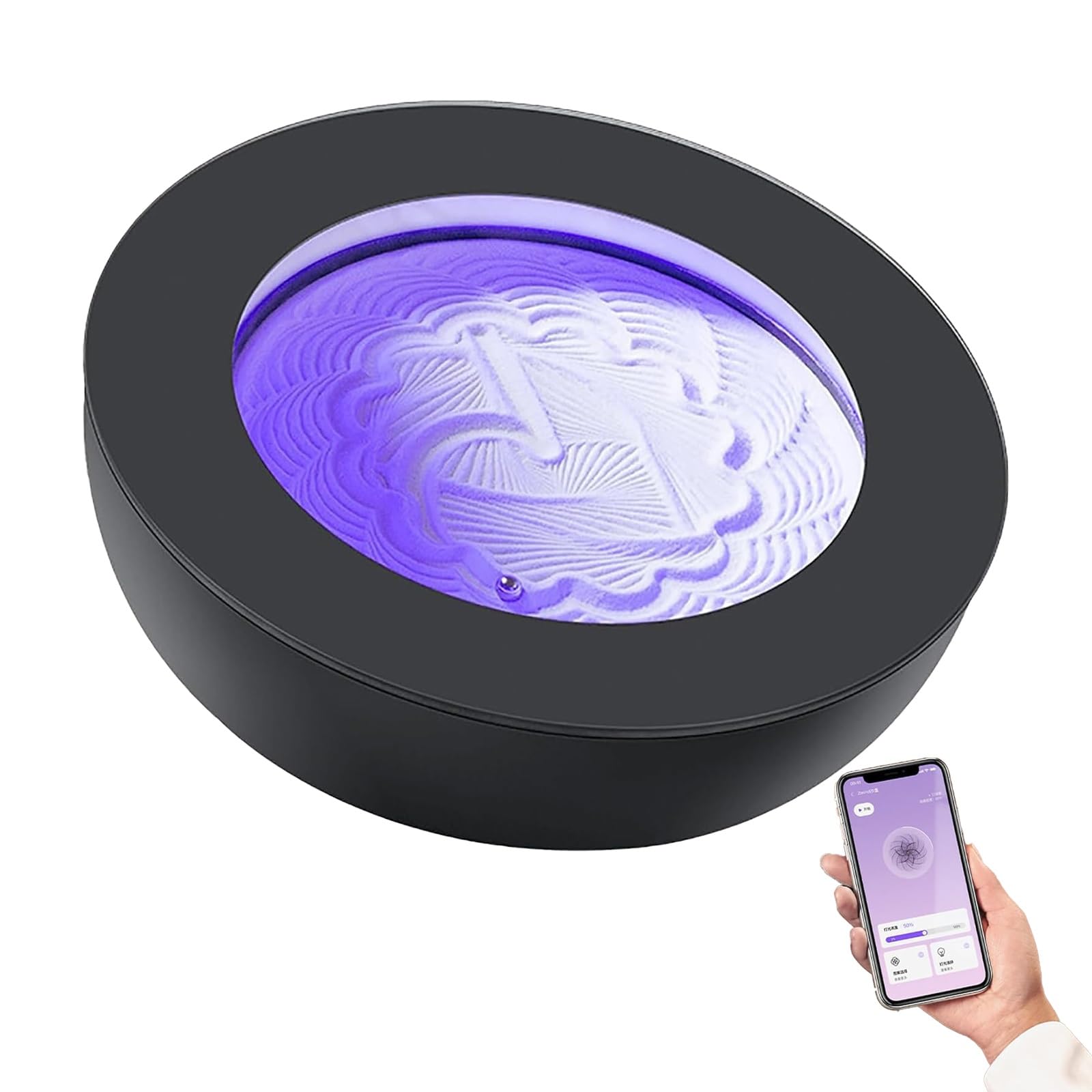Magnetyczny ruchomy stół artystyczny z piaskiem, obrazy 3D z inteligentnym sterowaniem za pomocą aplikacji, 19 wzorów, akcesoria do medytacji Zen, do domowego biura i relaksu sensorycznego