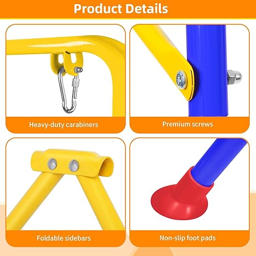 Miniatura 3 de Soporte de columpio plegable para niños, marco de columpio de metal resistente para interiores y exteriores, adecuado para la mayoría de columpios