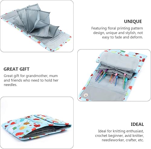 Miniatura 6 de EXCEART Estuche de gancho de ganchillo portátil vacío suéter agujas de tejer con cremallera, bolsa de mano, organizador de almacenamiento de viaje