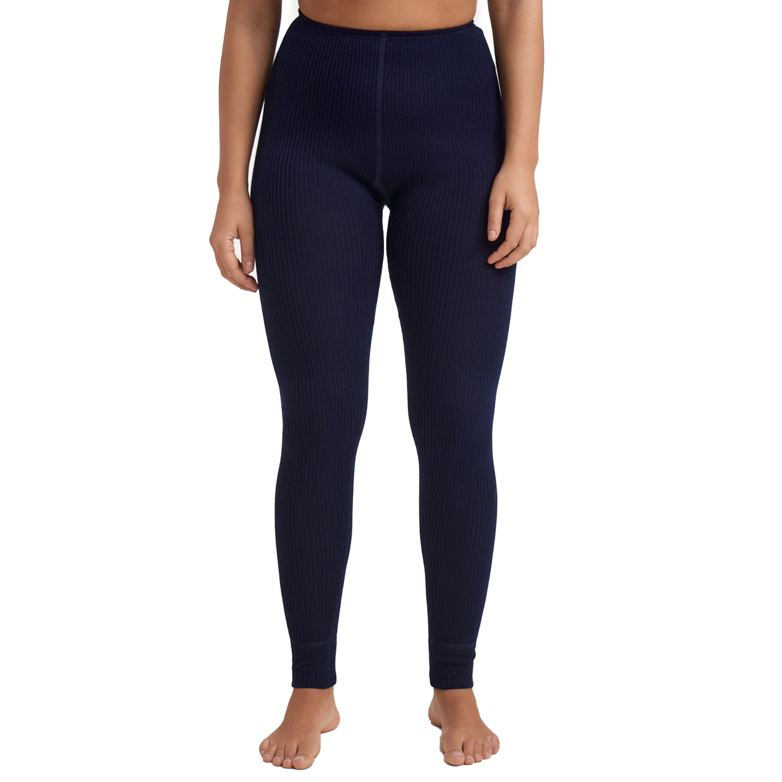 Dilling Women's Dark Navy Ribbed Leggings - Organic Merino Wool 18