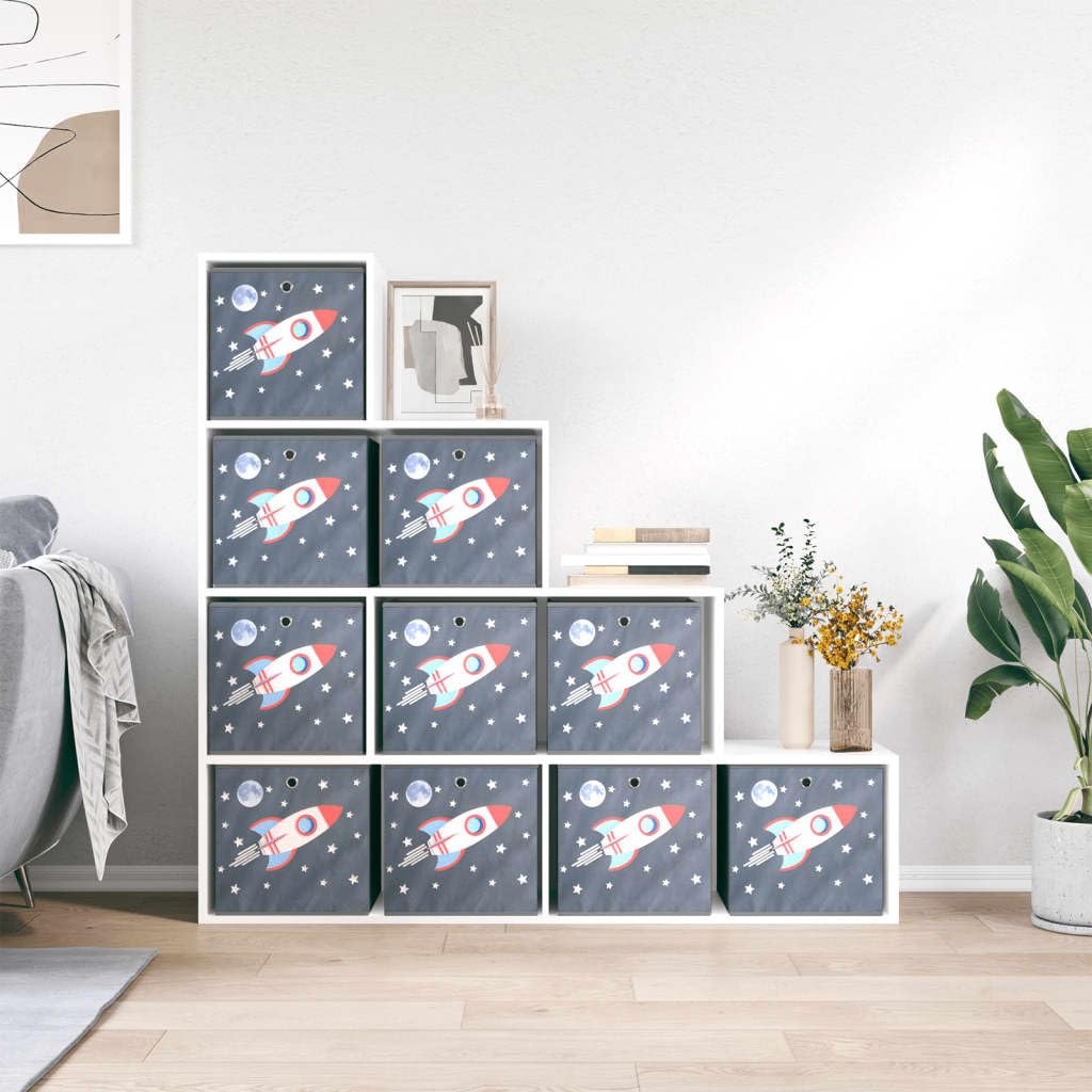 Gecheer 10 STK. Faltboxen Aufbewahrungsbox Zusammenklappbar Spielkiste Regalkorb Faltkiste Kinderbox Grau 32x32x32 cm Vlies