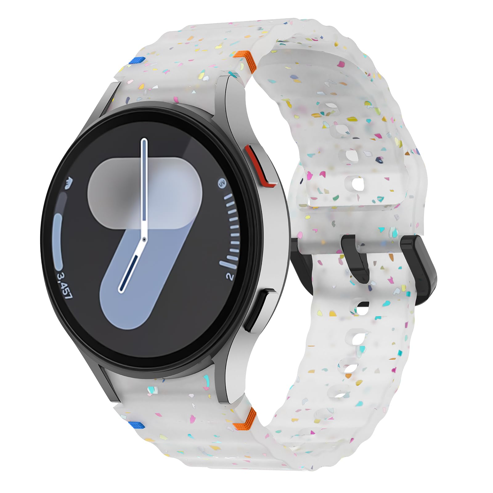 No Gap Sport Band Compatible for Samsung Galaxy Watch 7/FE/6/5/4 40mm 44mm/Watch 6 Classic 43mm 47mm/Watch 5 Pro 45mm/Watch 4 Classic 42mm 46mm, Corrugated Silicone Straps Women Men