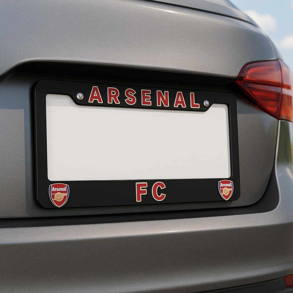 License Plate Frame Cover for Arsenal FC Fans – Black – 12.25” x 6.25” - Ideal Gift for Sports Fans & Supporters – Slim Design