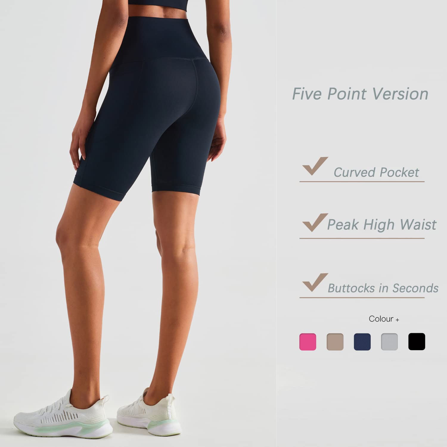 Leggings Cortos de Yoga para Mujer, Pantalones Deportivos de Cintura Alta con Bolsillo Lateral Secado Rápido
