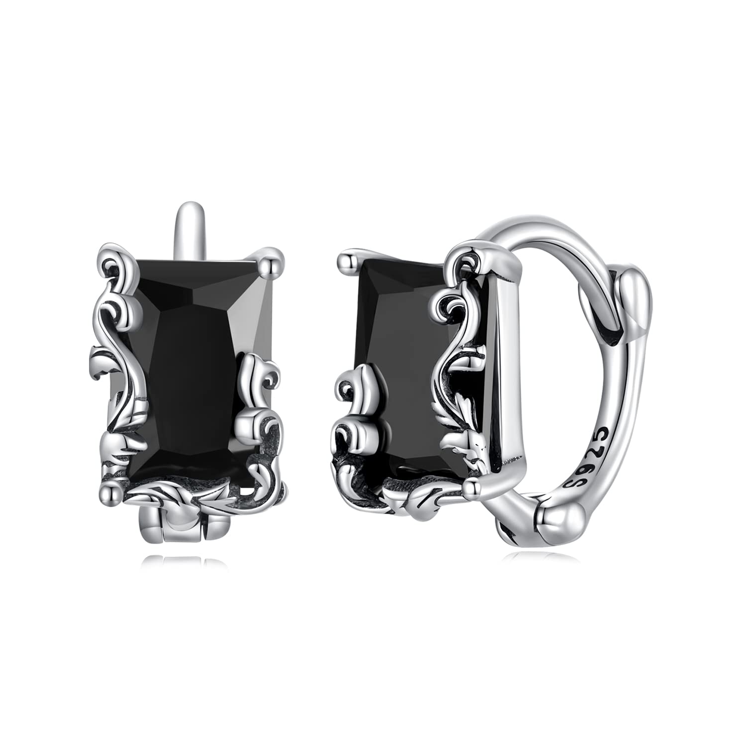 WBDWWTD Orecchini a Bottone Neri per Uomo Donna Orecchino Set di Piercing all'orecchio Cerchio