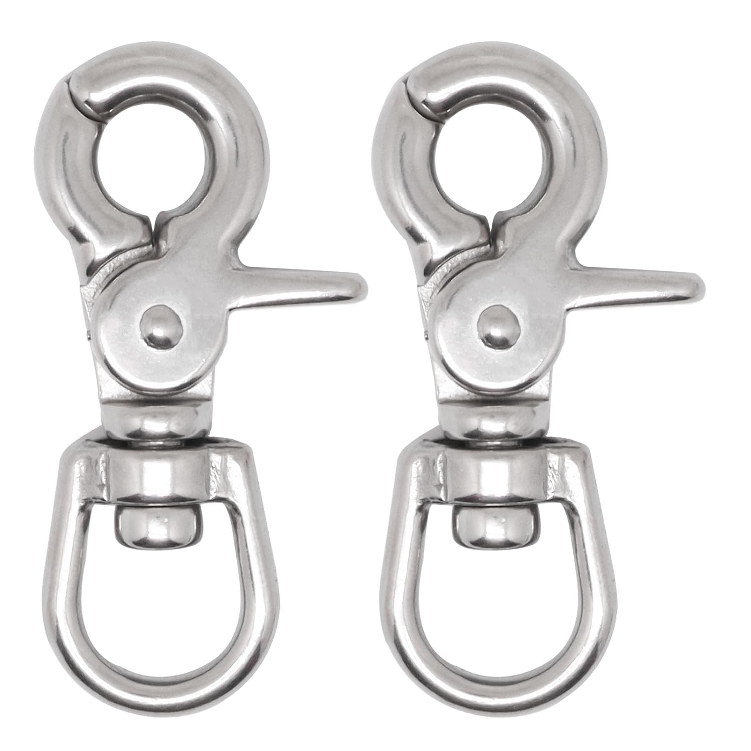 2 Pcs 2.56" Trigger Snaps Swivel Hooks, 316 Stainless Steel
