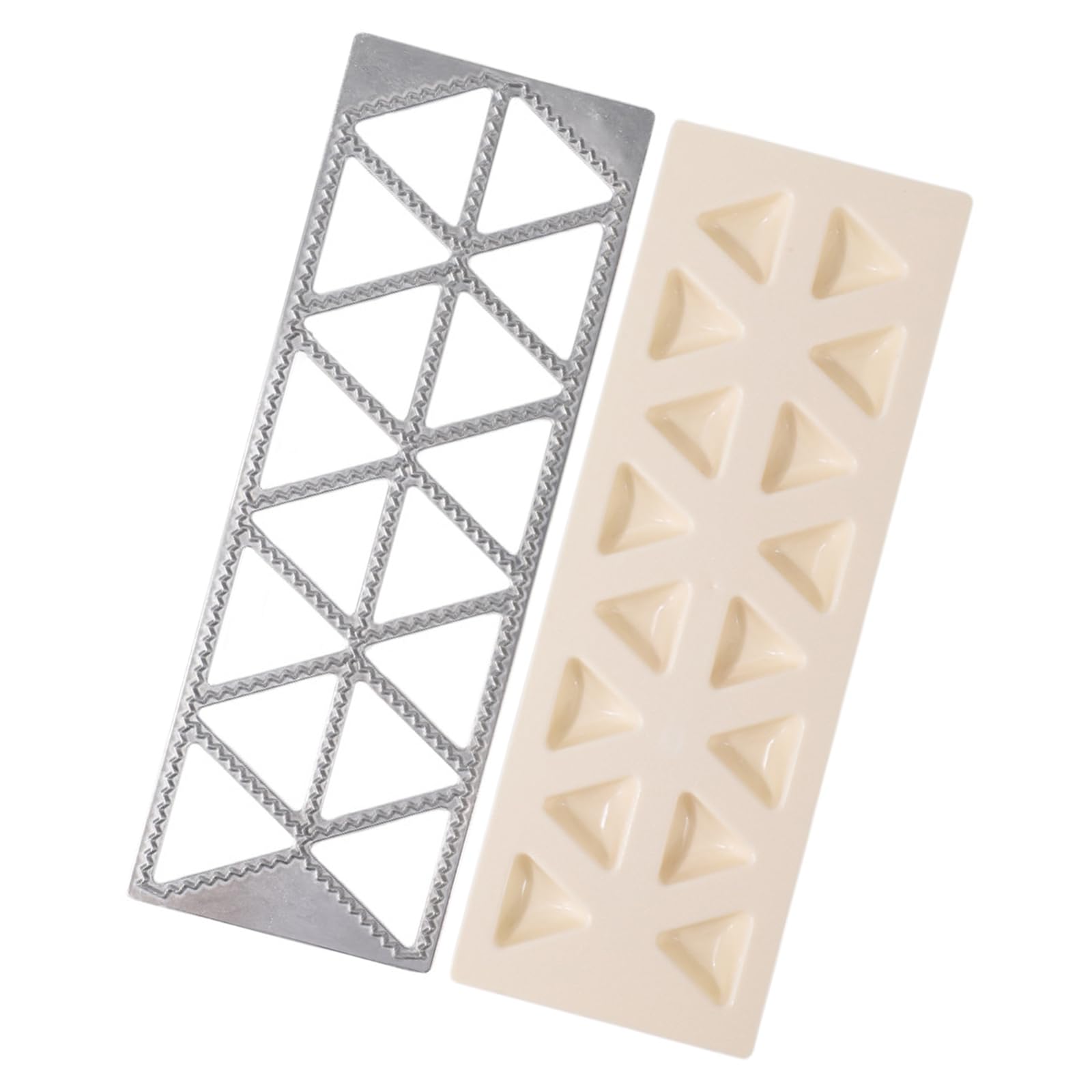 alloneslife Triangle Press Tray for Dumplings, 16-Cavity Mold Set with Two-Piece Frame Design for Meal Prep, Family Cooking, and Neat Pressed Seals Wrapper Press Batch Dumpling Tool