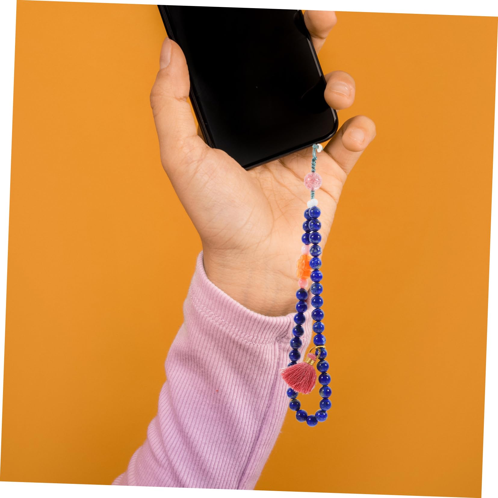 DOITOOL Cordón para Teléfono Retro Rosa de Coral, Cadena Decorativa | Ligero y Fácil de Poner y Quitar, para Anillo y Tablet, Toque Chic y Fashion
